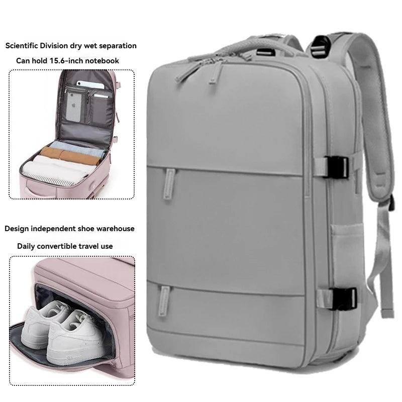 Large capacity women's dry wet separation backpack, commuting computer bag, multifunctional waterproof backpack