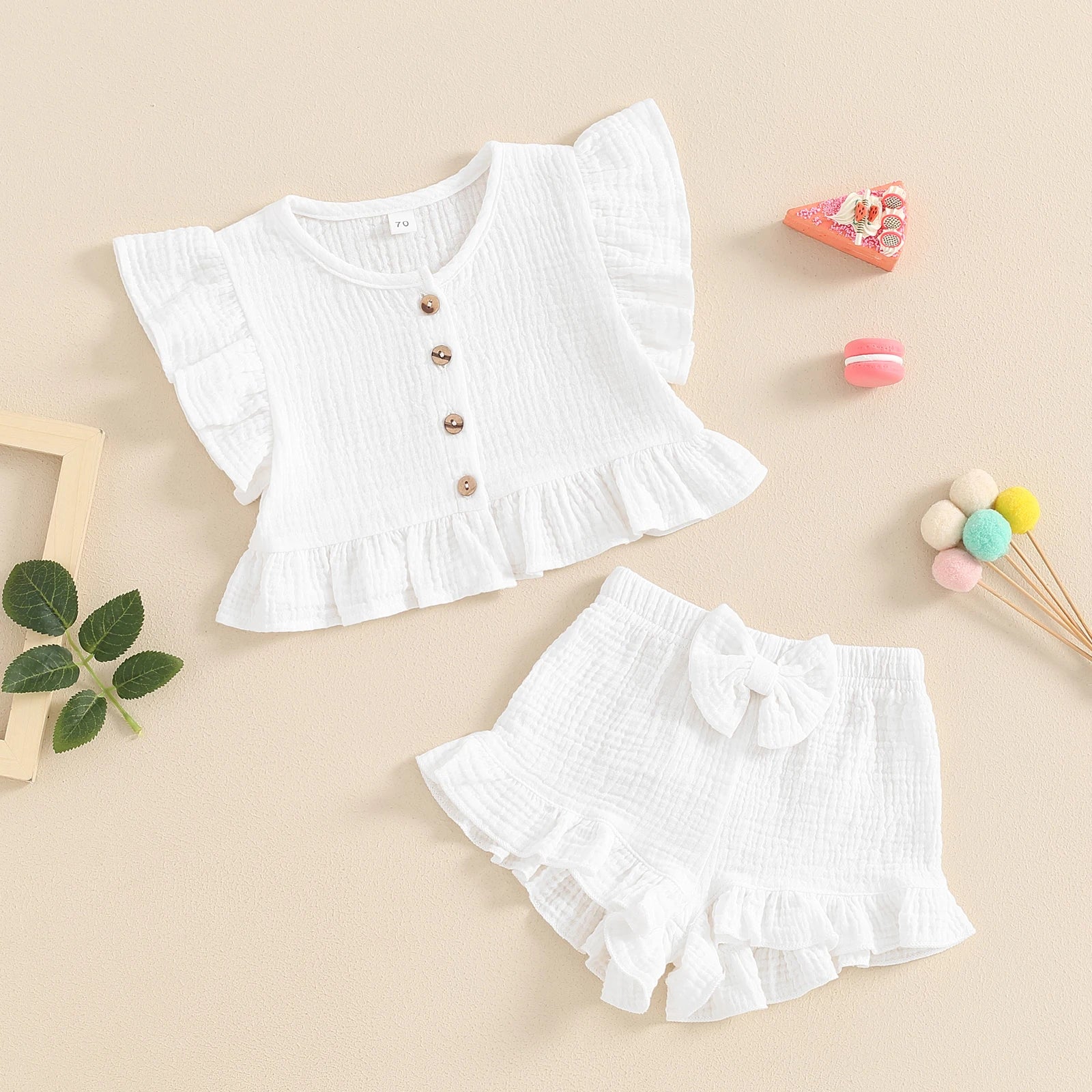ma&baby 6M-4Y Toddler Infant Kid Baby Girl Clothes Sets Ruffle Button Tops Shorts Summer Casual Clothing Outfits