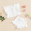 ma&baby 6M-4Y Toddler Infant Kid Baby Girl Clothes Sets Ruffle Button Tops Shorts Summer Casual Clothing Outfits
