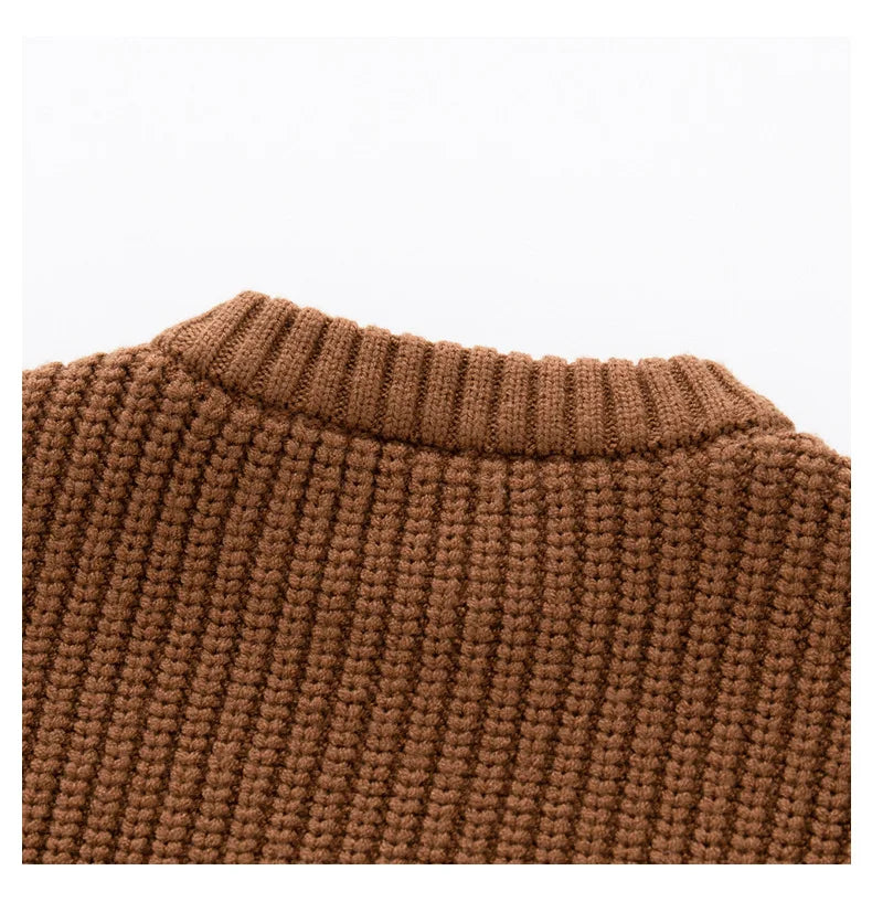 0-6T Newborn Baby Sweater Kid Boy Girl Winter Clothes Warm Thick Knit Pullover Top Infant Long Sleeve Basic Knitwear Outfit