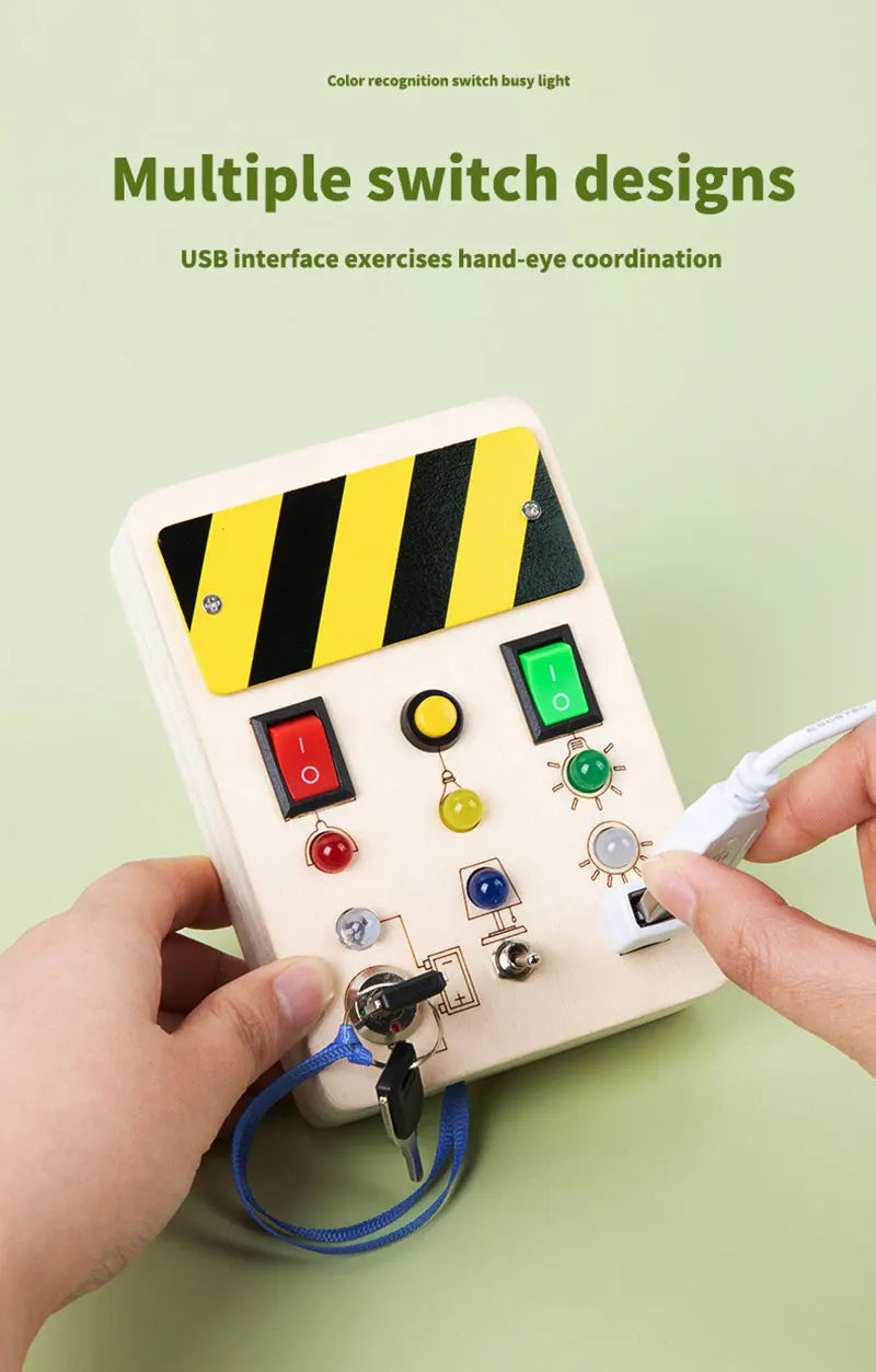 Montessori Busy Board Children Toys Led Light Switch Simulate Car Steering Wheel Travel Activities Sensory Game Educational Toys
