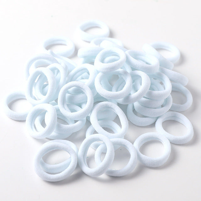50pcs 3cm Candy Color Nylon Elastic Hair Bands Rubber Bands Scrunchies Hair Ropes Ponytail Holder Hair Accessories Set Black Red