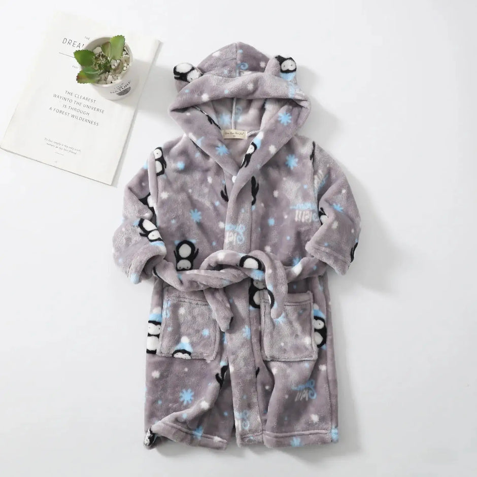 Warm Soft Children Flannel Pajamas Boy Astronaut Robe Winter Christmas Kids Bathrobe Baby Girl Homewear Child Sleepwear 2-12Year