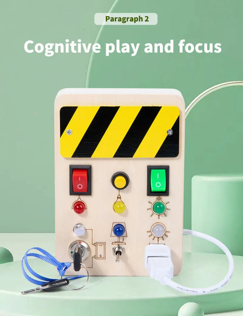 Montessori Busy Board Children Toys Led Light Switch Simulate Car Steering Wheel Travel Activities Sensory Game Educational Toys