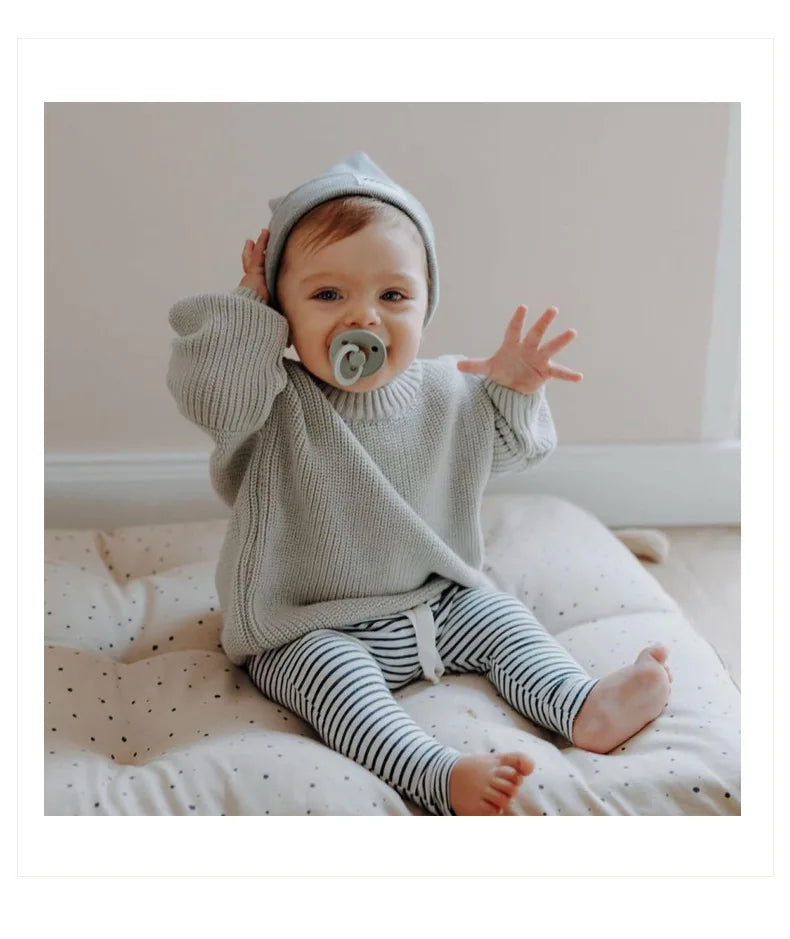 0-6T Newborn Baby Sweater Kid Boy Girl Winter Clothes Warm Thick Knit Pullover Top Infant Long Sleeve Basic Knitwear Outfit