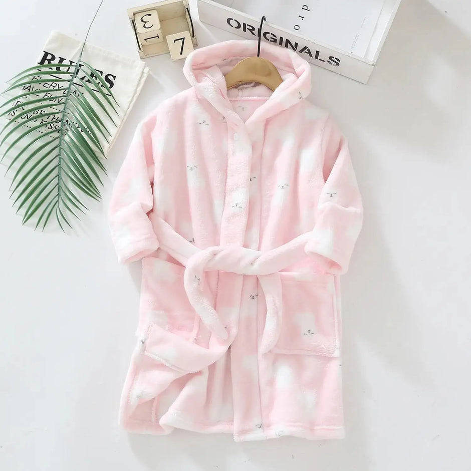 Warm Soft Children Flannel Pajamas Boy Astronaut Robe Winter Christmas Kids Bathrobe Baby Girl Homewear Child Sleepwear 2-12Year