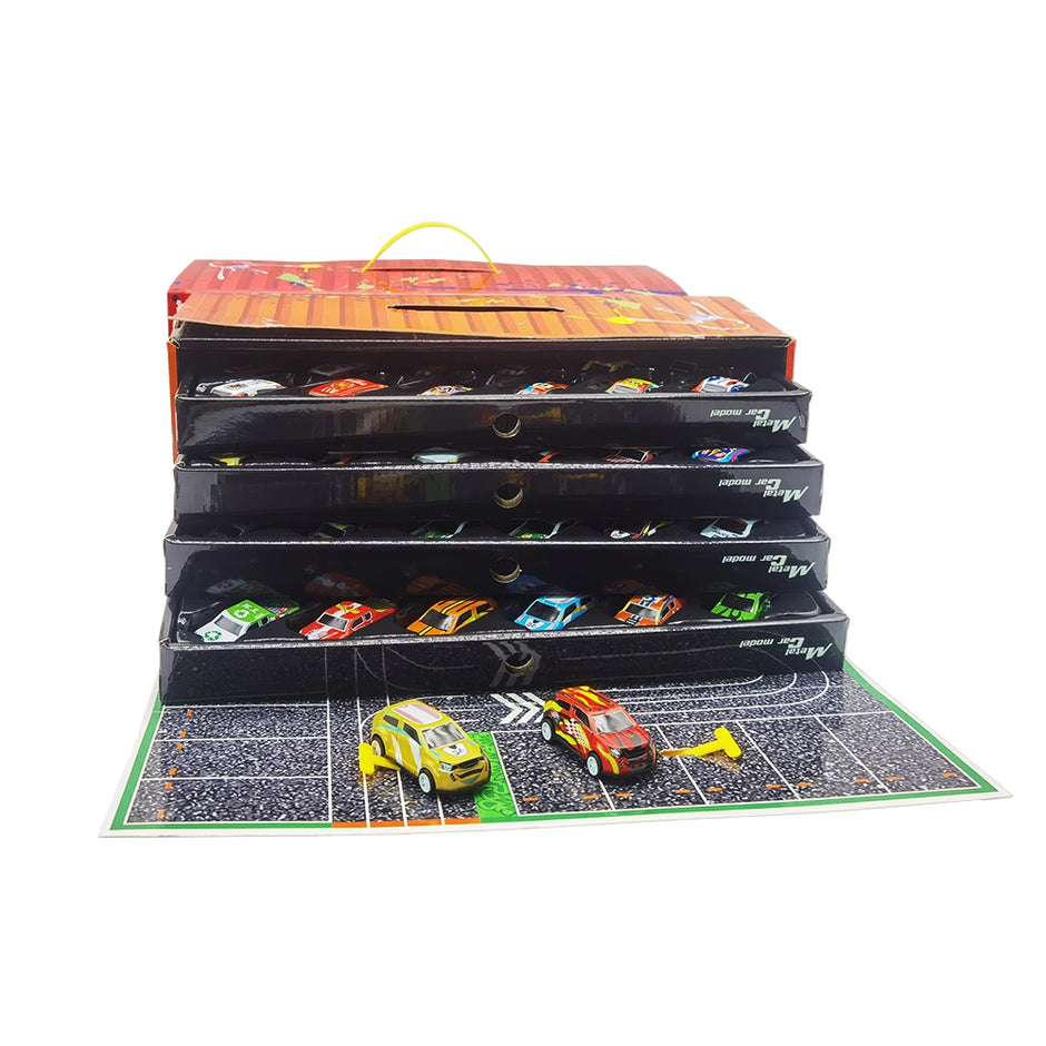 10-48 Pieces Mini Car Set Inertia Pull Back Cars for Boys Plastic Vehicle Model with Container Collection Toy Birthday Gift Kid