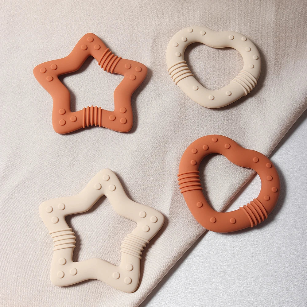 New star silicone teether Food Grade heart baby Teething toy