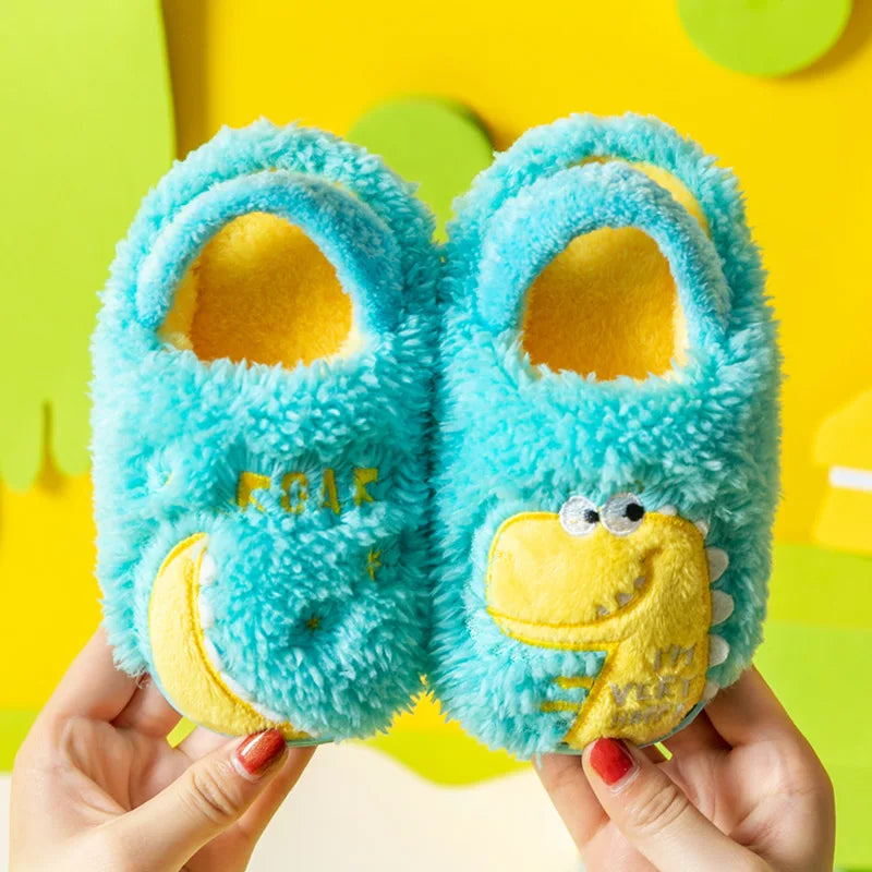 Baby cotton slippers 1-3 years old 2 men autumn/winter indoor anti slip children plush children's cotton shoes bag heel home sho