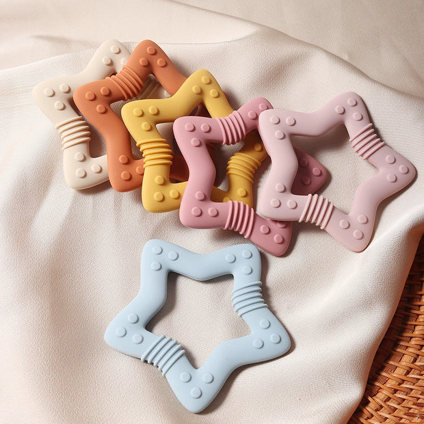 New star silicone teether Food Grade heart baby Teething toy