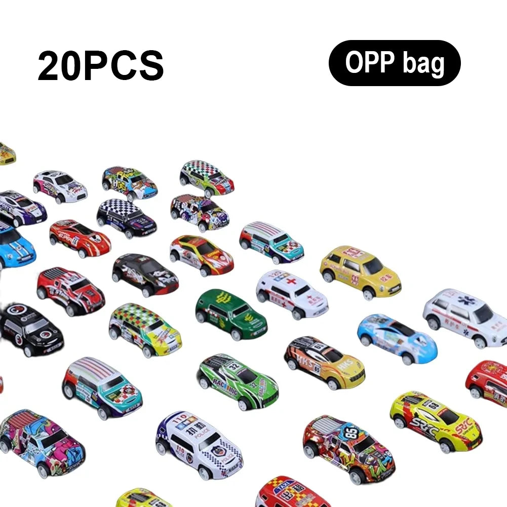 10-48 Pieces Mini Car Set Inertia Pull Back Cars for Boys Plastic Vehicle Model with Container Collection Toy Birthday Gift Kid