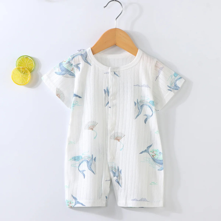 New Baby Onesies Climbing Clothes Pure Cotton Summer Newborn Boys Girls Rompers Short-Sleeved Thin Harness Infant Clothes