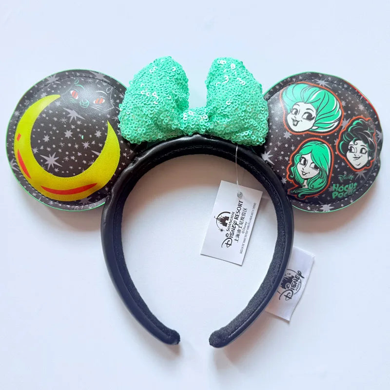 Disney Princess Headband Mickey Ear Rapunzel Snow White Sequin Bow Hair Hoop Gift Girl Accessories Halloween Gift Christmas Jack