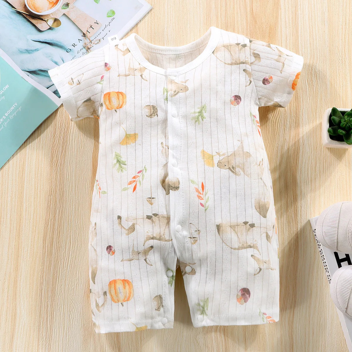 New Baby Onesies Climbing Clothes Pure Cotton Summer Newborn Boys Girls Rompers Short-Sleeved Thin Harness Infant Clothes