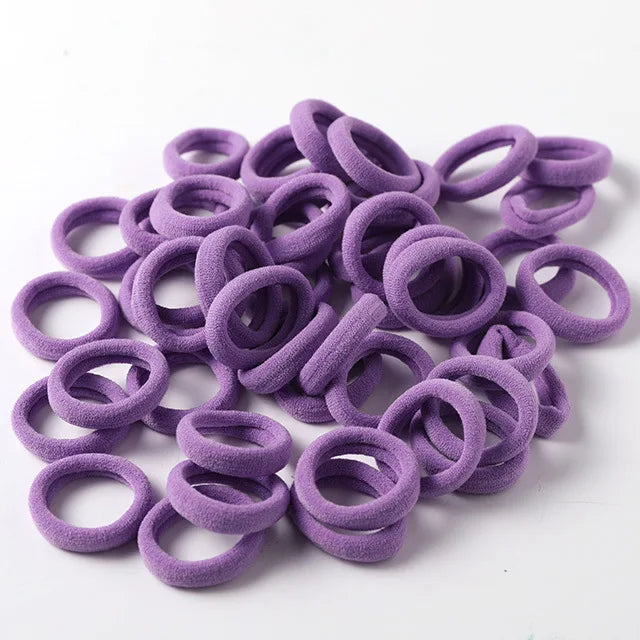 50pcs 3cm Candy Color Nylon Elastic Hair Bands Rubber Bands Scrunchies Hair Ropes Ponytail Holder Hair Accessories Set Black Red
