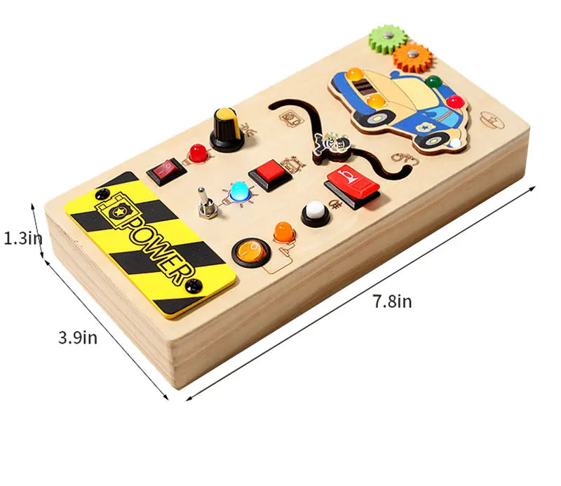 Montessori Busy Board Children Toys Led Light Switch Simulate Car Steering Wheel Travel Activities Sensory Game Educational Toys