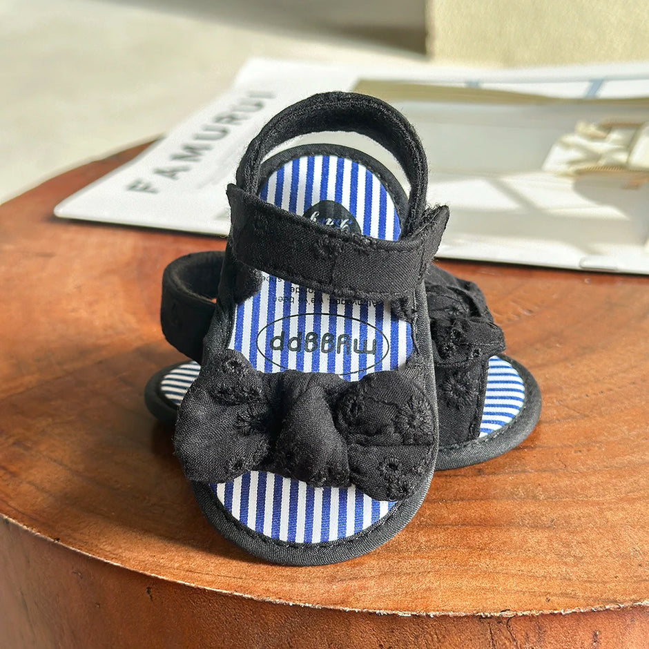 Infant Baby Girls Summer Sandals with Flower Soft Sole Newborn Toddler First Walker Crib Dress Shoes