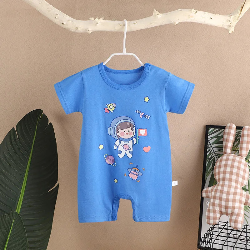 Infant Toddler Crawling Clothes Cotton Summer Boys Girls Thin Baby Short Sleeve Romper Children's Onesie