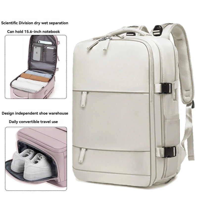 Large capacity women's dry wet separation backpack, commuting computer bag, multifunctional waterproof backpack
