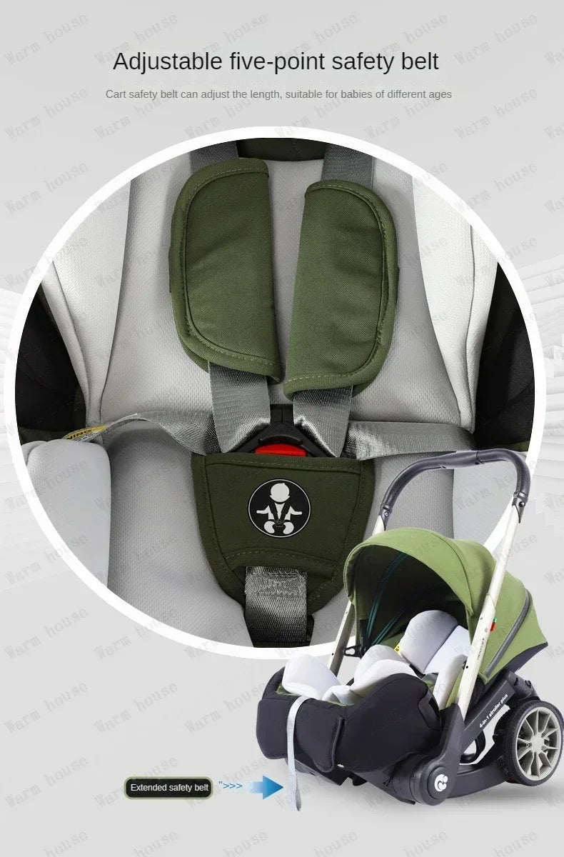 2025 New Baby Stroller 4in1 Multifunctional Newborn Baby Stroller 3in1 Foldable Basket Type Seat Lightweight Travel Pram