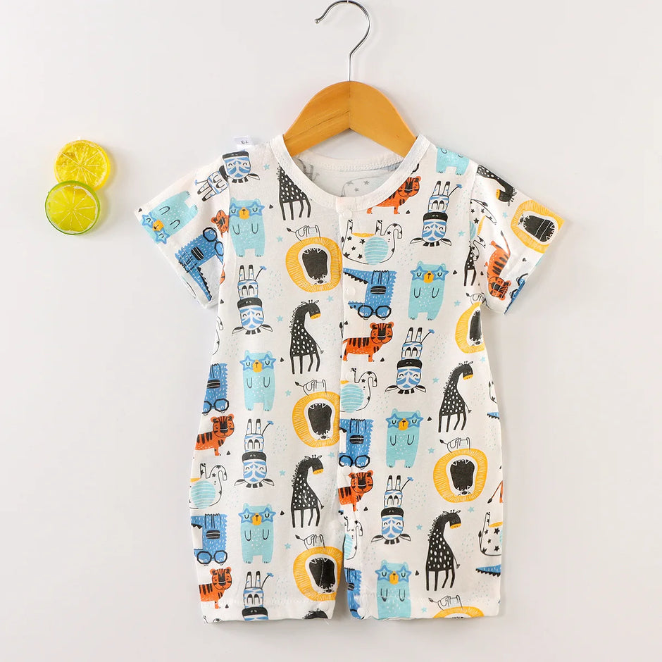 New Baby Onesies Climbing Clothes Pure Cotton Summer Newborn Boys Girls Rompers Short-Sleeved Thin Harness Infant Clothes