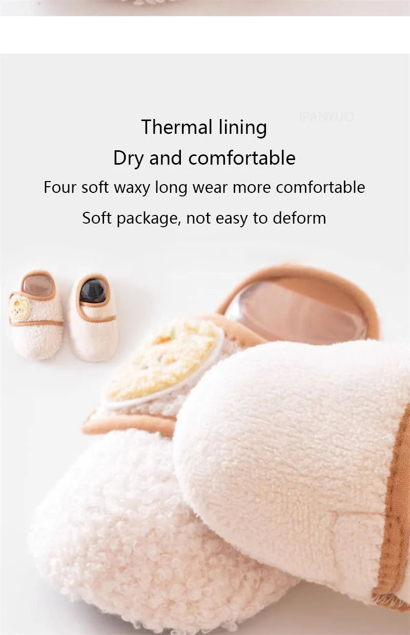 0-5Y Baby Non Slip Floor Socks Soft Sole Anti Skid Walking Socks Fleece Lined Toddler Socks Winter Indoor Shoes Infants Kids‌
