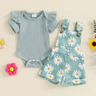 0-18months infant Girls Shorts Set Short Sleeve Romper Flower Print Suspender Shorts Summer Outfit for Baby girls