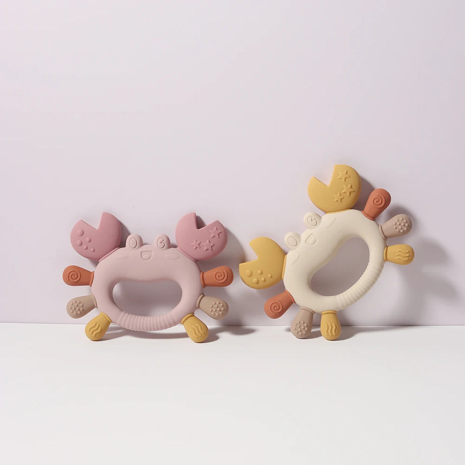 Crab-Shaped Baby Teether  Food-Grade Silicone Teething Toy  BPA-Free Chillable Infant Teether for Sore Gums 0-24 Months