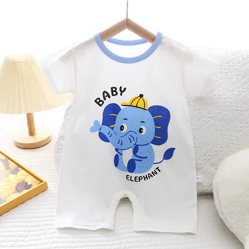 Infant Toddler Crawling Clothes Cotton Summer Boys Girls Thin Baby Short Sleeve Romper Children's Onesie