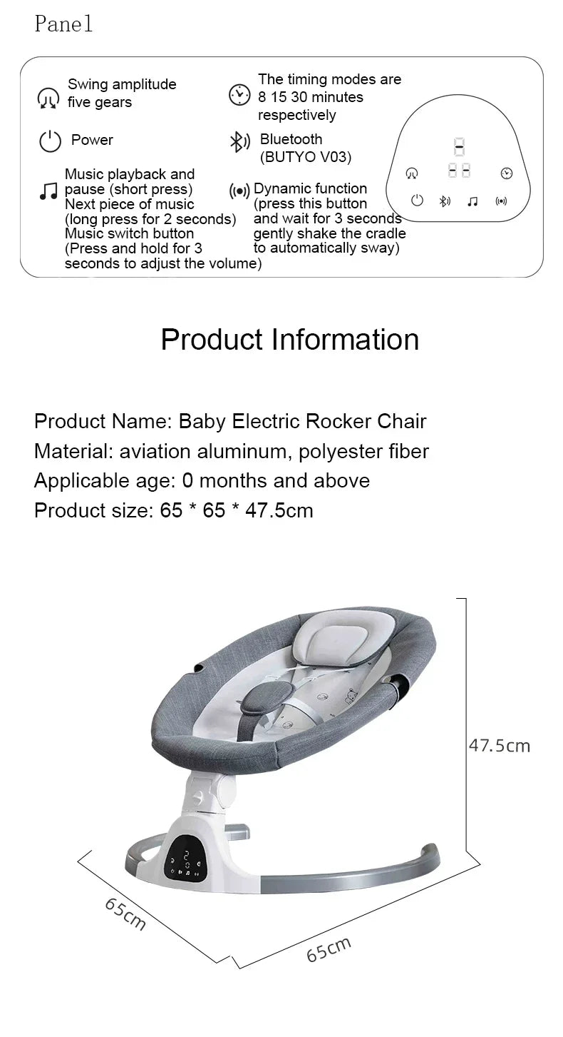 Multipurpose Electric Baby Sleep Rocking Chair Automatic Swing Infant Rocker Comfort Cradle Stroller Toys for Baby 0-3 Years Old