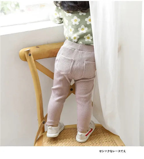Baby Girls Leggings Cotton Big PP Pants Spring Autumn Kids Girls Pants Fashion Solid Long Trousers Children's Pants 2024 New