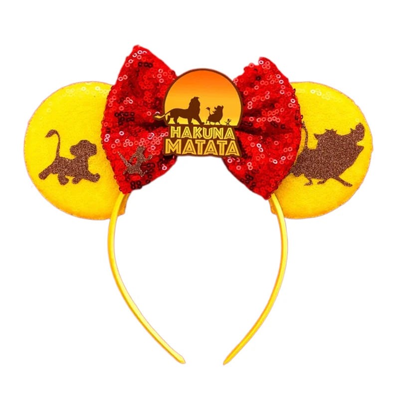 2025 New Style Mickey Minnie Ear Headband Sequin Bows Girl Adult Kids Halloween Party Cosplay Hair Accessories Princess Hairband