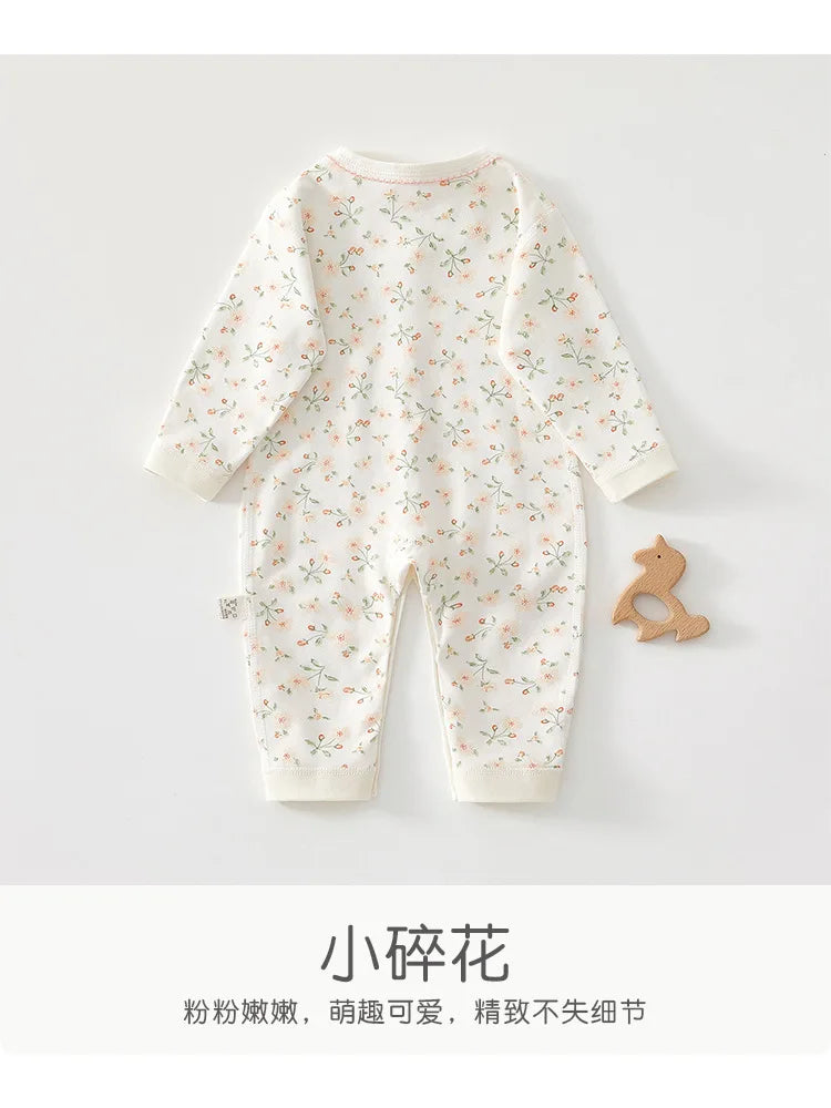 Charming Baby Romper for Spring & Fall, Soft Pure Cotton Onesie, Princess & Prince Style, Perfect Infant Crawling Suit.