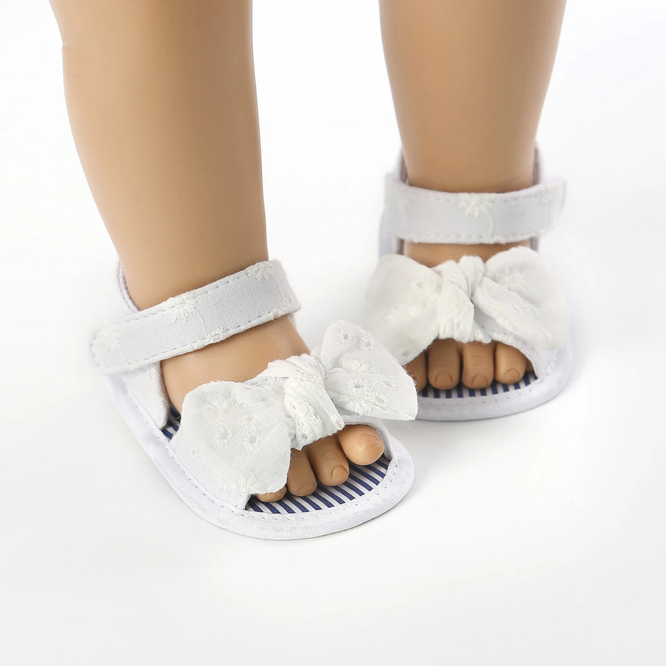 Infant Baby Girls Summer Sandals with Flower Soft Sole Newborn Toddler First Walker Crib Dress Shoes