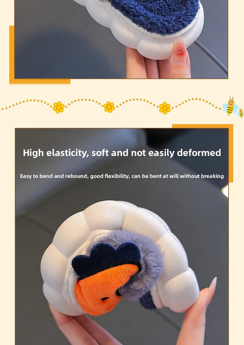 Winter children's cotton slippers for boys and girls, anti slip and warm bags, and parent-child fuzzy and plush home baby cotton
