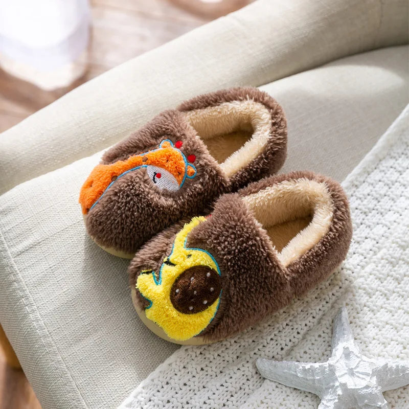 Baby cotton slippers 1-3 years old 2 men autumn/winter indoor anti slip children plush children's cotton shoes bag heel home sho