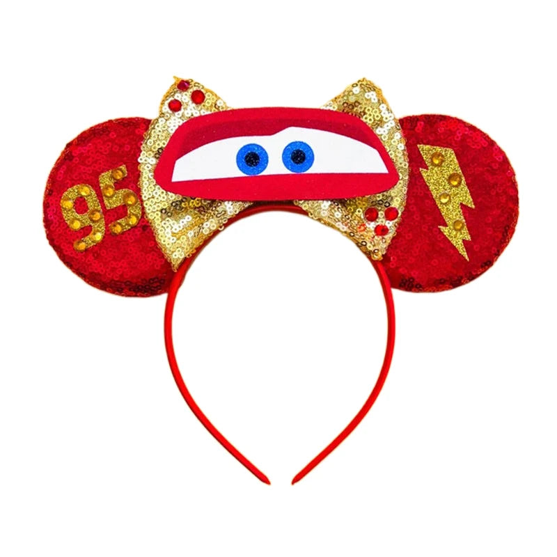 2025 New Style Mickey Minnie Ear Headband Sequin Bows Girl Adult Kids Halloween Party Cosplay Hair Accessories Princess Hairband