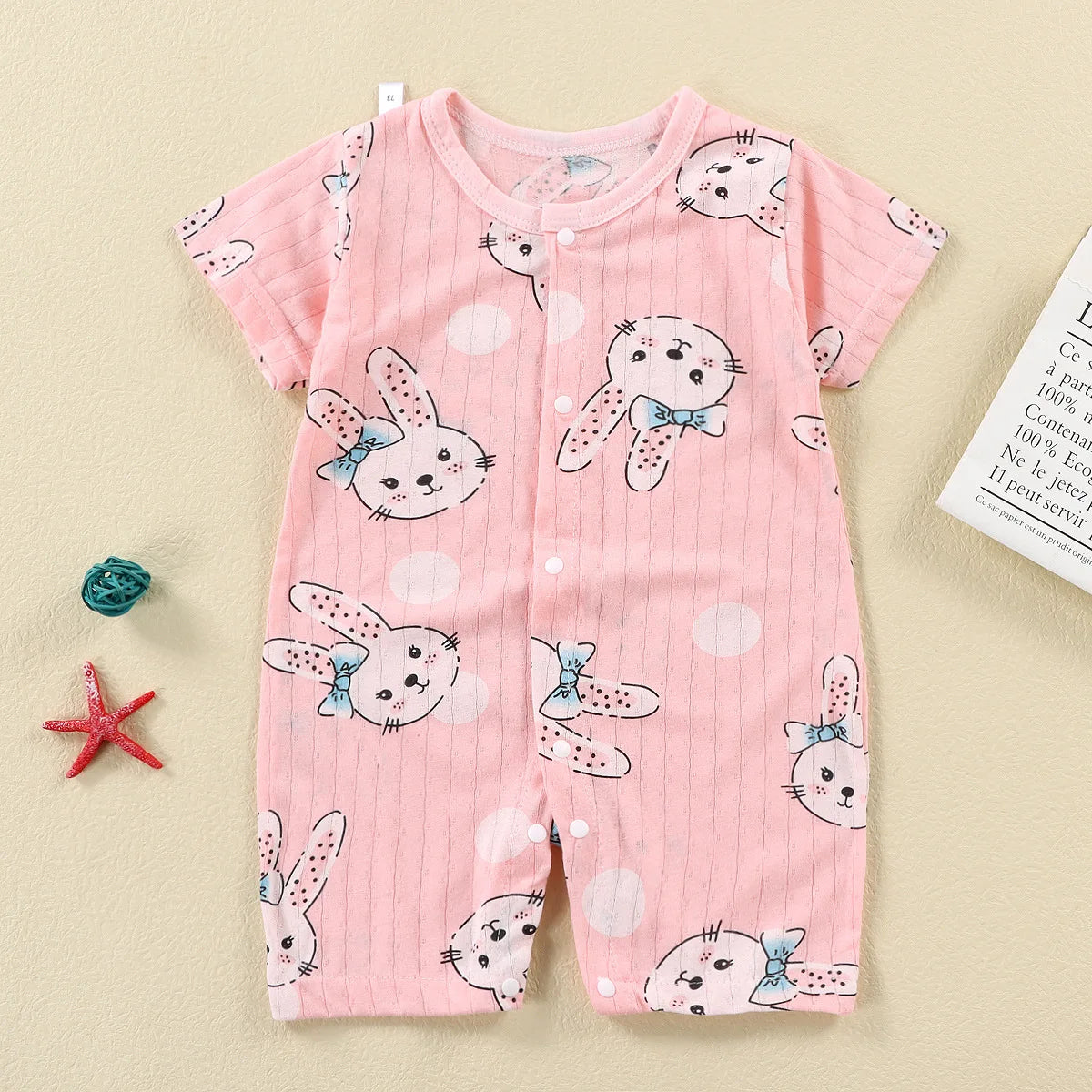 New Baby Onesies Climbing Clothes Pure Cotton Summer Newborn Boys Girls Rompers Short-Sleeved Thin Harness Infant Clothes
