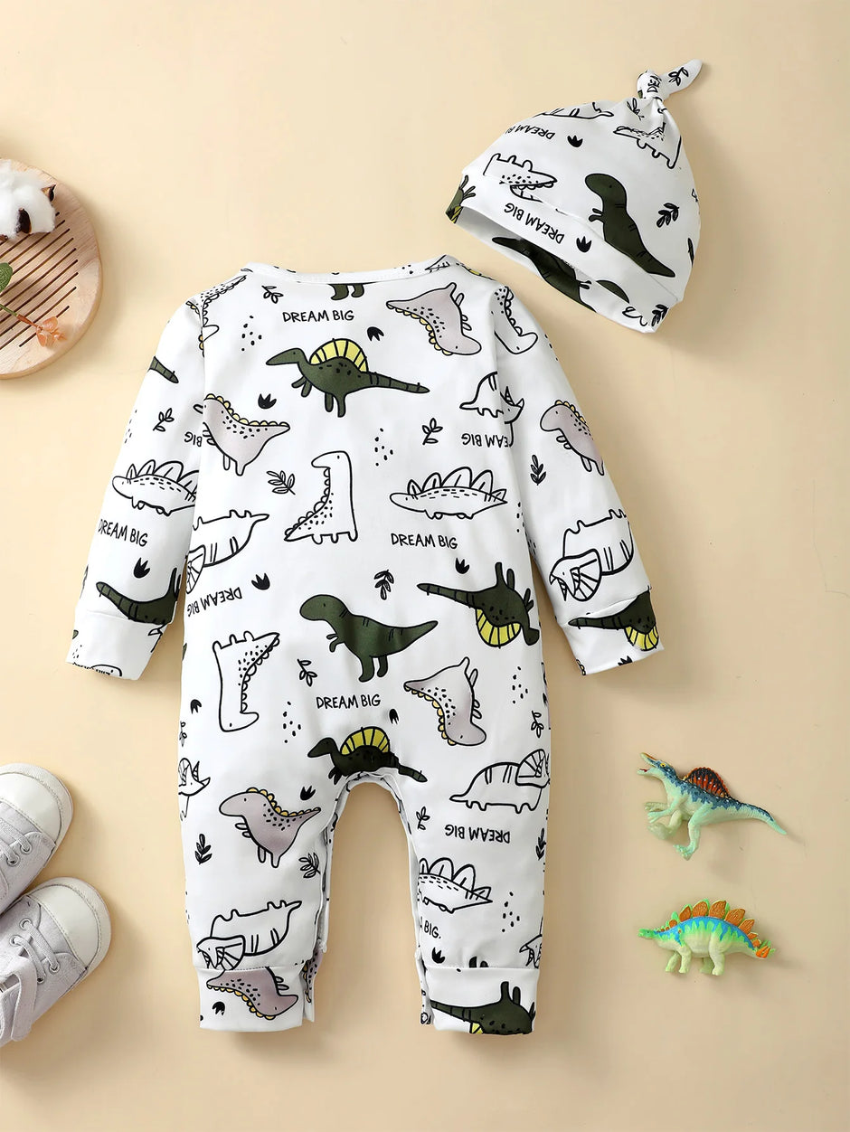 Winter Newborn Infant Baby Boys Romper Bear Print Long Sleeve Button Up Front Rompers Kids Onepiece Soft Fashion Baby  Clothing