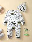 Winter Newborn Infant Baby Boys Romper Bear Print Long Sleeve Button Up Front Rompers Kids Onepiece Soft Fashion Baby  Clothing
