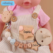 NEW Custom Personalized Name Pacifier Clip Handmade Beech Wooden Chain Silicone Crown Holder Soother Baby Teething Toy Chew Gift