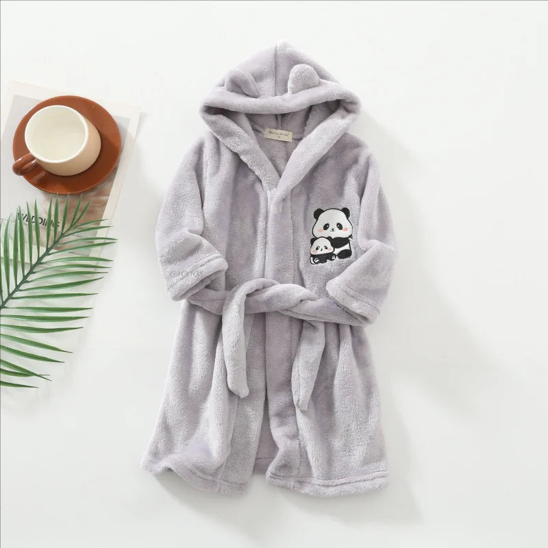 Warm Soft Children Flannel Pajamas Boy Astronaut Robe Winter Christmas Kids Bathrobe Baby Girl Homewear Child Sleepwear 2-12Year
