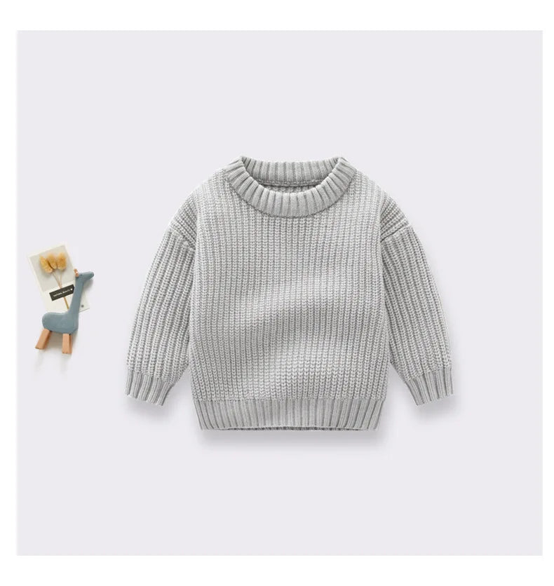 0-6T Newborn Baby Sweater Kid Boy Girl Winter Clothes Warm Thick Knit Pullover Top Infant Long Sleeve Basic Knitwear Outfit