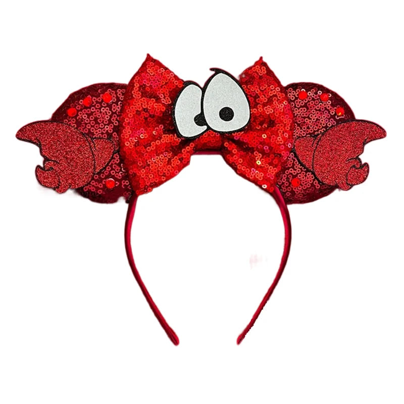 2025 New Style Mickey Minnie Ear Headband Sequin Bows Girl Adult Kids Halloween Party Cosplay Hair Accessories Princess Hairband
