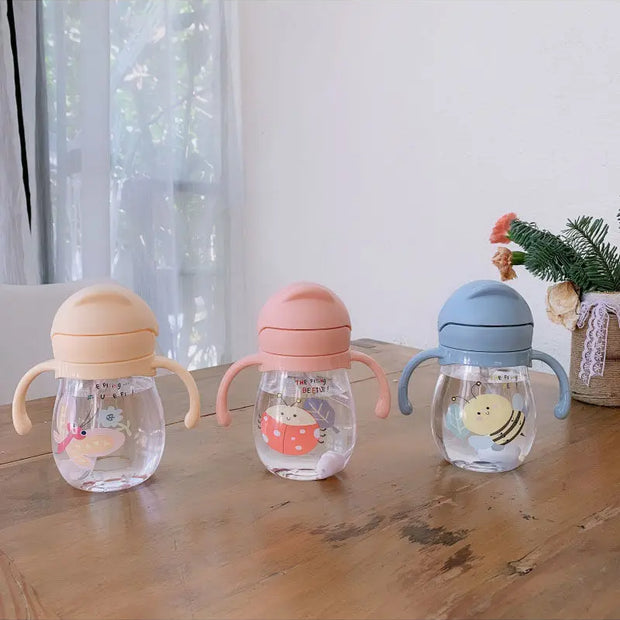 Baby Water Cup Straw Cute Anti-Choking Kindergarten Children Water Cup With Gravity Ball Duckbill Cup Infant Drinking Cup