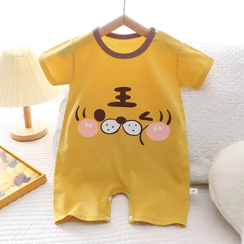 Infant Toddler Crawling Clothes Cotton Summer Boys Girls Thin Baby Short Sleeve Romper Children's Onesie