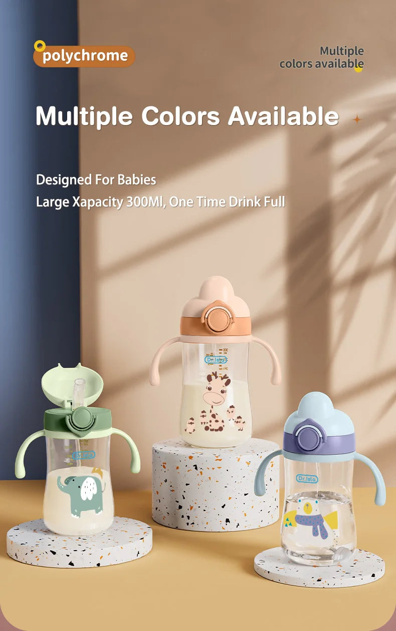 MAMIJOY 300ml Baby Water bottles Baby Feeding Cup With Straw Children Learn Feeding Drinking Bottle Kids Training Cups BPA Free