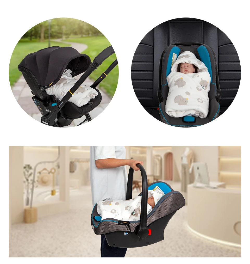 Newborn Baby Blanket With Windproof Hooded In Infant Car Seat Warm For Newborn Hospital Discharge Grey Elephant 0-6 Months