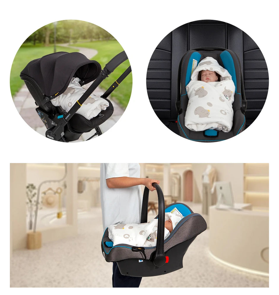 Newborn Baby Blanket With Windproof Hooded In Infant Car Seat Warm For Newborn Hospital Discharge Grey Elephant 0-6 Months