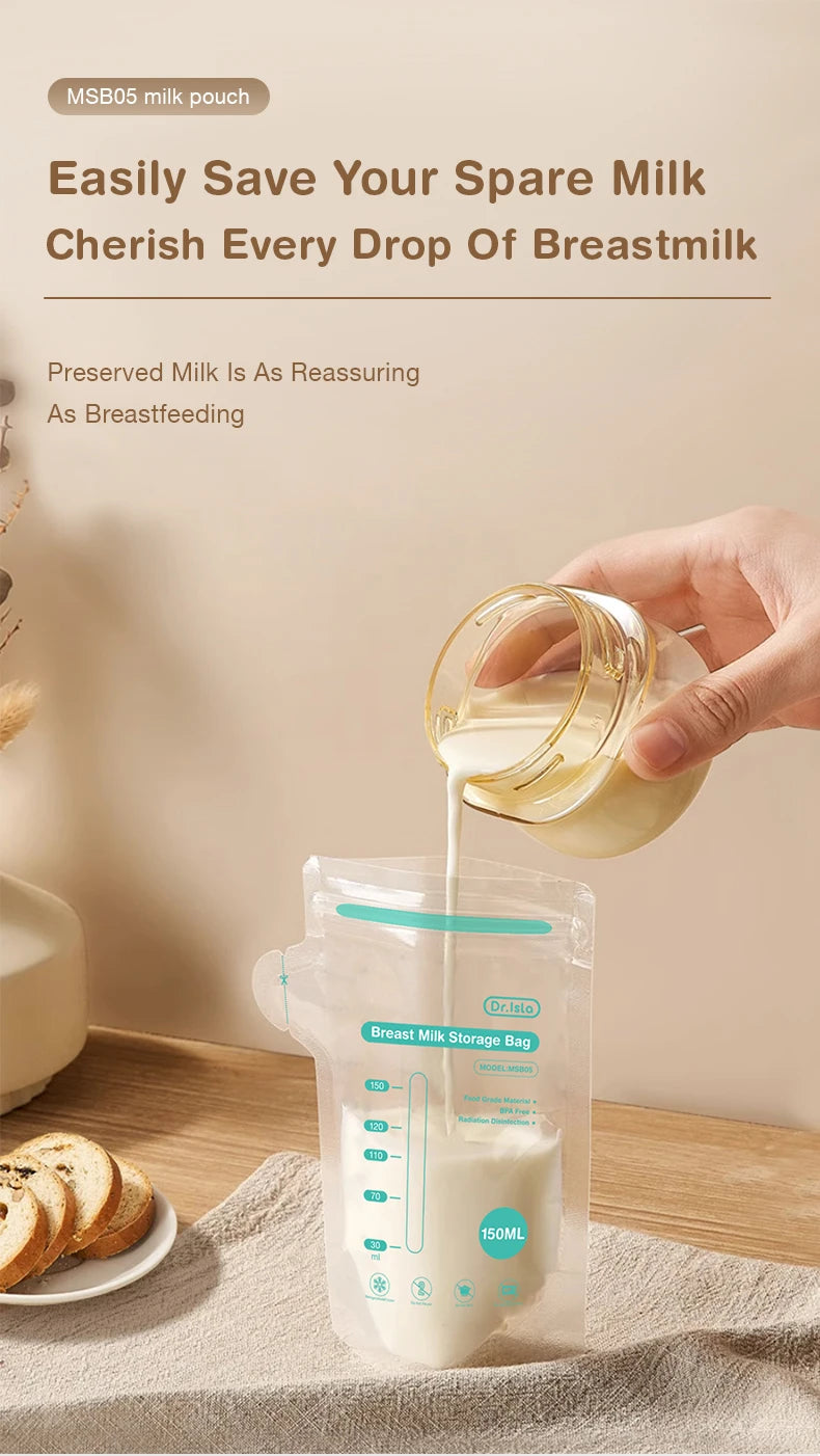 MAMIJOY 10/30/100Pcs 150ML Breast Milk Storage Bag Disposable Small Capacity Frozen Milk Storage Bag BPA Free Safe Feeding Bags